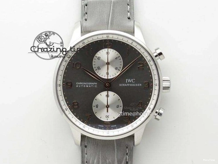 MIROTIME 0516 Portuguese Chrono SS ZF 1:1 Best Edition Gray Dial SS On Black Leather Strap A ZipUp 7215